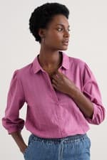 Image of Seasalt Women's Regular Hope Cottage Organic Cotton Check Blouse Orchid