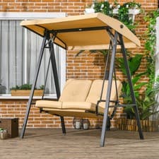 Image of 2 Seater Garden Outdoor Swing Chair Hammock Bench w/ Adjustable Canopy