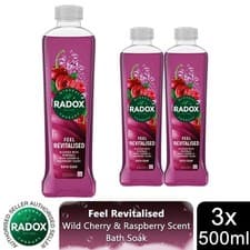 Image of 3x Radox Mineral Therapy Feel Revitalised Bath Soak w/ Cherry & Raspberry, 500ml