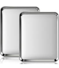 Image of Baking Trays Set of 2, Stainless Steel Baking Pan for Oven, Non- Stick Cookie.