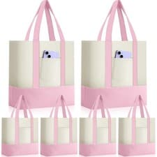 Image of 6 Pcs Canvas Tote Bags Bulk with Outer Pocket Small Sublimation Blank Canvas ...