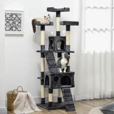 Image of PawHut Cat Tree Scratcher Activity Centre, Condo Scratching Post Toy Bed