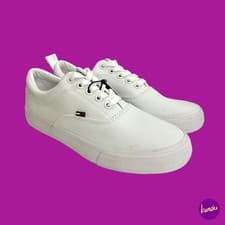 Image of TOMMY JEANS Women's Classic Canvas Trainers, White, UK 5 | EU 38 | US 7.5