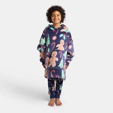 Image of OHS Xmas Blanket Hoodie Kids Christmas Print Sherpa Oversized Hooded Throw
