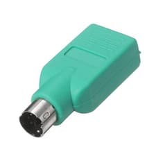 Image of USB to PS/2 Adapter, Plastic USB A Female to PS/2 Male Converter, Green