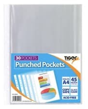 Image of Tiger A4 Punched Pockets (Pack 30)