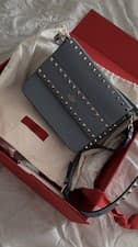 Image of Valentino Garavani Blue Leather Rockstud Cross Body Bag Clutch
