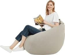 Image of Bean Bag Chair Cover Indoor Outdoor 120x120cm Sofa Seat No Filling Grey