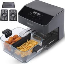Image of Smart Air Fryer 2200W Dual Zone 8L Glass Pot WiFi Connected Removable Divider