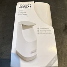 Image of Joseph Joseph Slim Compact Soap Pump Dispenser Non-Drip White/Grey