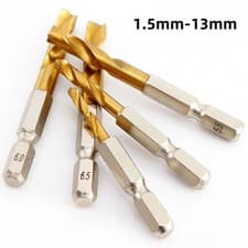 Image of Hss Titanium Coated Drill Bit 1/4" Hex Shank 1.5-13mm Bits High Speed Steel
