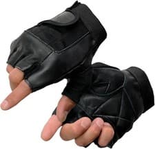 Image of SH217 Milwaukee Leather Men's Black Leather & Mesh Fingerless Gloves Padded Palm