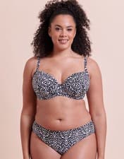 Image of Curvy Kate Bikini Top Padded Wild Horizon Womens Swimwear Black Print Size D-K
