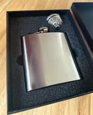 Image of 6oz Stainless Steel Hip Flask Gift Set Funnel Boxed BNWT Leakproof Pocket Flask