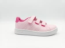 Image of Adidas Advantage Kids UK 10 White Pink Strap Trainers NEW GW6493