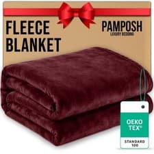 Image of Limited Time Sale Flannel Fleece Blanket Reversible Bed Sofa Throw Cozy Blankets