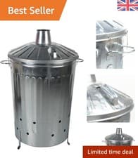 Image of 125L Galvanised Metal Incinerator with Special Locking Lid for Safe Burning