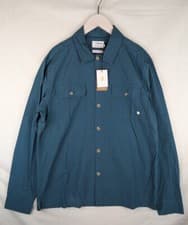 Image of Farah Rockfield Long Sleeve Relaxed Cotton Overshirt - Blue - Medium M - RRP £80