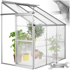 Image of Lean to greenhouse polycarbonate aluminium grow plants growhouse garden 4,09m³