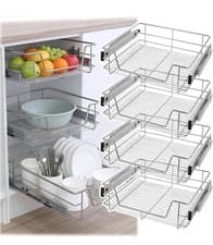 Image of KuKoo 4 x Kitchen Pull Out Soft Close Heavy Duty Baskets, 500mm Wide Cabine