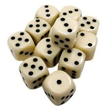 Image of Chessex - Opaque 16mm D6 Dice Block - Ivory with Black