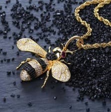 Image of New Honey Bee pendant Necklace Yellow Gold Tone Beautiful Gift with Chain