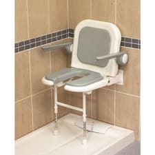 Image of AKW 4000 Series Standard Horseshoe Shower Seat with Back and Arms Shower Seat