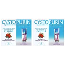 Image of Cystopurin Cystitis Relief Low Sodium Cranberry Flavour 6 Sachets - Pack of 2