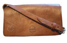 Image of Berber Leather Kenitra Shoulder Cross Body Handbag Tan Morrocan Handmade Bag