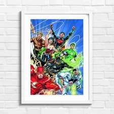 Image of Justice League Heroes Squad Action Original Framed Wall Art Print Large Picture