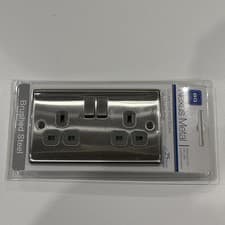 Image of 2 Gang Brushed Steel Double Socket Brand New 13A Double Pole