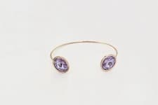 Image of Ted Baker Rose Gold Open Bangle Purple Crystal Halo Bracelet Brand New Boxed