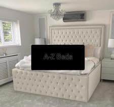 Image of Plush Velvet Bordered Chesterfield Bed With/Without Gas Lift Storage bed!!!