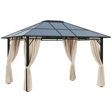 Image of Outsunny 3.6x3(m) Hardtop Gazebo Garden Pavilion w/ Polycarbonate Roof, Brown
