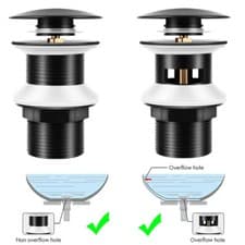 Image of Chrome Basin Waste Click-Clack Slotted Unslotted Dome Sink Pop Up Push Button