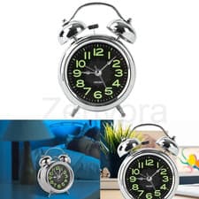 Image of Super Loud Double Bell Alarm Clock with Night Light Bedside Decor Multifunction