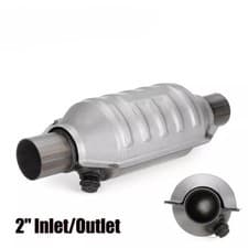 Image of UNIVERSAL 2'' INCH 5CM SPORTS CAT CATALYTIC CONVERTER HI FLOW 400 CELL STAINLESS