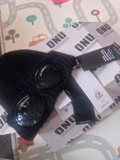 Image of Cp Company Beanie Goggle Black Hat New With Tags Guaranteed Next Day Delivery