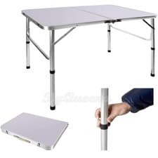 Image of 3FT FOLDING CAMPING TABLE ALUMINIUM PICNIC PORTABLE ADJUSTABLE PARTY BBQ OUTDOOR