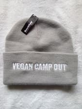 Image of VEGAN CAMP OUT KNITTED BEANIE SKI HAT GREY NEW