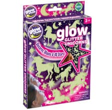 Image of Glitter Glow in the Dark Unicorns Moon and Star Shapes Wall Ceiling Decorations