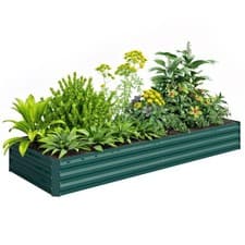 Image of Outsunny Galvanised Raised Garden Bed Metal Planter Box with Open Bottom, Green
