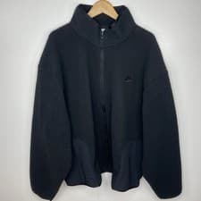 Image of Nike Club Mens Winterized Full Zip Oversized Sherpa Fleece Jacket Black Size 2XL