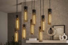 Image of 9 STRING PENDANT LIGHT METAL PENDANT CEILING LIGHT FIXTURE WITH MESH SHADES