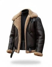 Image of Men's B3 Bomber Aviator Dark Brown Shearling Flight Jacket Winter Pilot-Custom