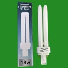 Image of 1x 18W Crompton G24d-2, 2 pin, 835 3500K Low Energy CFL Light Bulb PL PLC Lamp