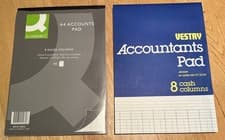 Image of 2 x A4 analysis / accounts pads - 80 pages per pad - 8 columns - FREE DELIVERY