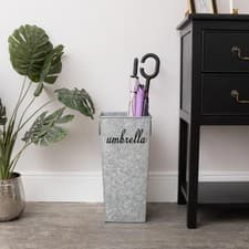 Image of Large Silver Galvanised Umbrella stand With Black Text