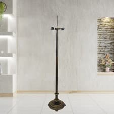 Image of Tall Floor Lamp Base Traditional Metal Antique Brass Light Living Room Lighting