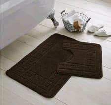 Image of Greek Jacquard Bath Mat Non Slip Water Absorbent Toilet Bathroom Mats 2 Piece
